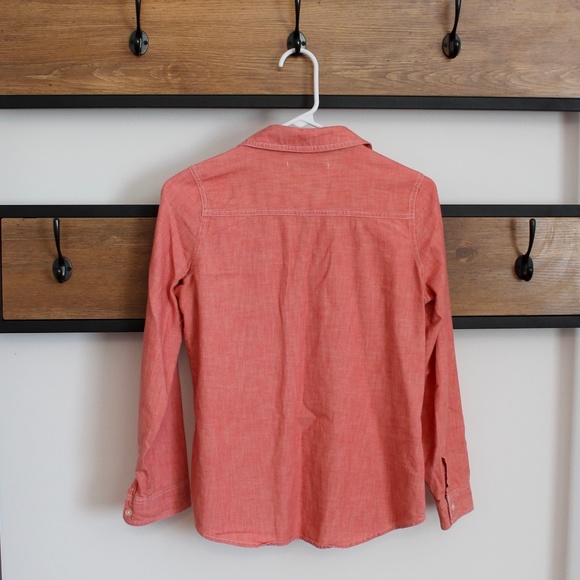 Old Navy Coral Chambray Button Down Blouse XS - Picture 2 of 4